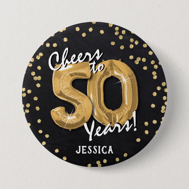 Guld Skål för 50 år 50-årsdag Knapp (Framsida)
