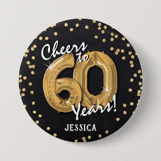 Guld Skål för 60 år 60-årsdag Knapp (Framsida)