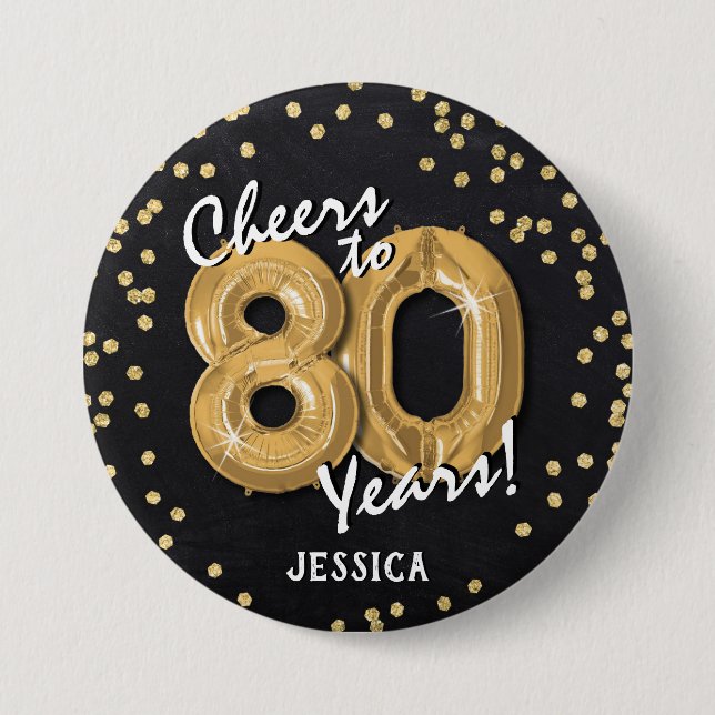 Guld Skål för 80 år 80-årsdag Knapp (Framsida)