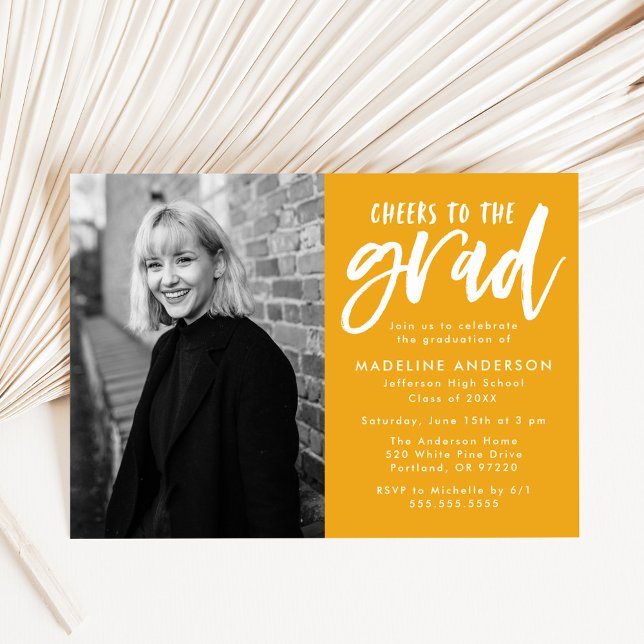 Guld | Skål på Studentfesten Grad-skript Inbjudningar (Skapare uppladdad)