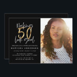 Guld skapar 50-brans fotofödelsedagsinbjudan<br><div class="desc">Skapar 50-brans fotofödelsedagsinbjudan. Modern text monokrom och guld-effektdesign. En del av en samling.</div>