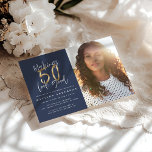 Guld skapar 50-brans fotofödelsedagsinbjudan<br><div class="desc">Skapar 50-brans fotofödelsedagsinbjudan. Modern text blue och guld-effektdesign. En del av en samling.</div>