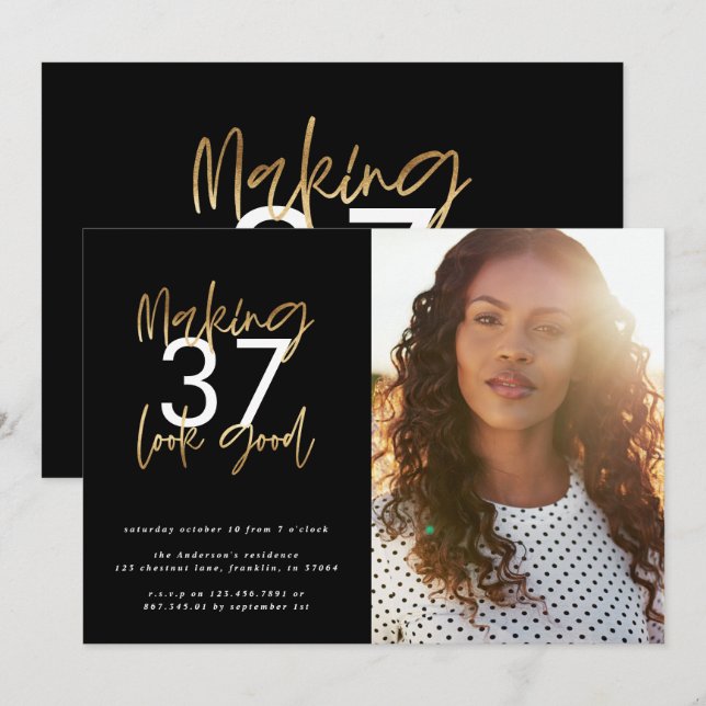 Guld skapar ålder Se brans fotofödelsedag (Fram/baksida)