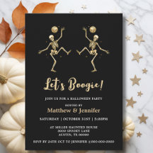 Guld Skelett Dansar Disco Halloweenfest