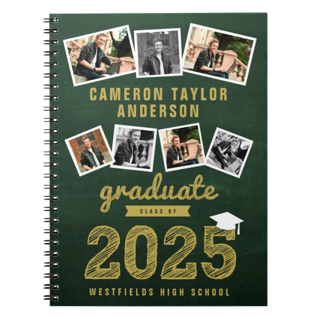Guld Sketch 2025 Grad 7 Photo Collage Studenten Anteckningsbok (Framsidan)
