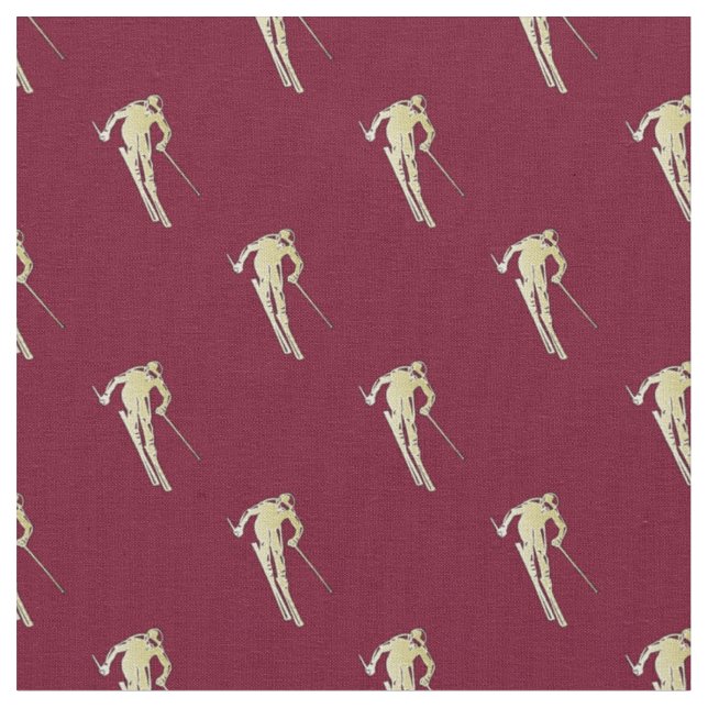 Guld skier på röd tyg (Närbild)