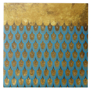 Guld- skina Princess Sjöjungfru Blänka Fjäll Kakelplatta