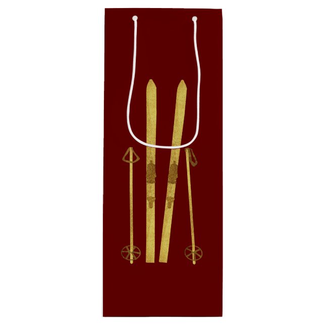 Guld Skis & Poles | Helgdag för illustration av Re (Framsidan)