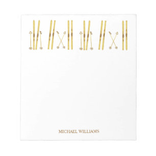 Guld Skis Poles Vintage Ski Illustration Cream Anteckningsblock