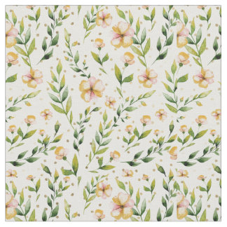 Guld-skogsenap för grönt av , gult blommigt polka  tyg