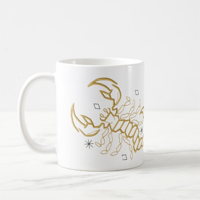 Guld Skorpion Zodiak Mug - Brygg djärvt, Stick sta Kaffemugg (Vänster)