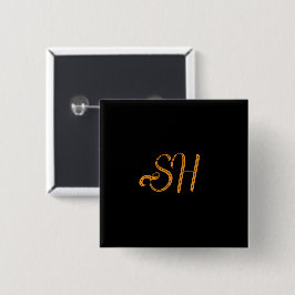Guld-skript anpassningsbar initialer svart knapp