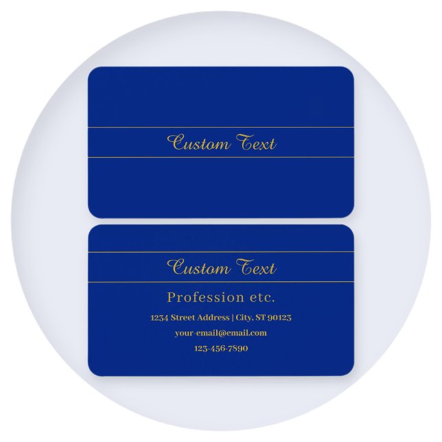 Guld-skript för elegant på marinblå bakgrund visitkort (Skapare uppladdad)