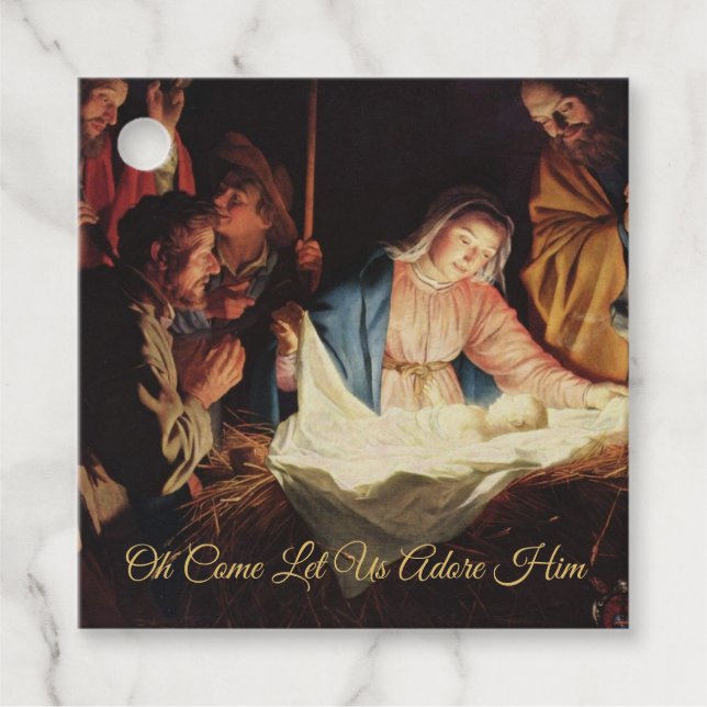 Guld-skript för religiösa jultomativitet gåvor etiketter (Framsida)