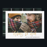 Guld-skript gloria till gud grönt tartan-foto julkort<br><div class="desc">Guld-manuset till helgdag av god snyggt med grönt tartan-bakerdesign. Utrymme för enstaka foto.</div>