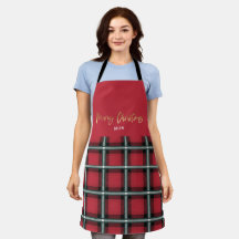 Guld skript god jul röd tartan helgdag