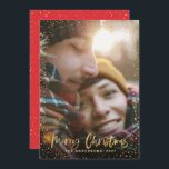 Guld-skript - julstjärnor 1 fotoröd helgdag julkort<br><div class="desc">Guld-skript stjärnor god jul 1-fotokort för helgdag. Med guld-effektskript och guld-effektdesign kan rött färg i botten ändras till kostym i stil.</div>