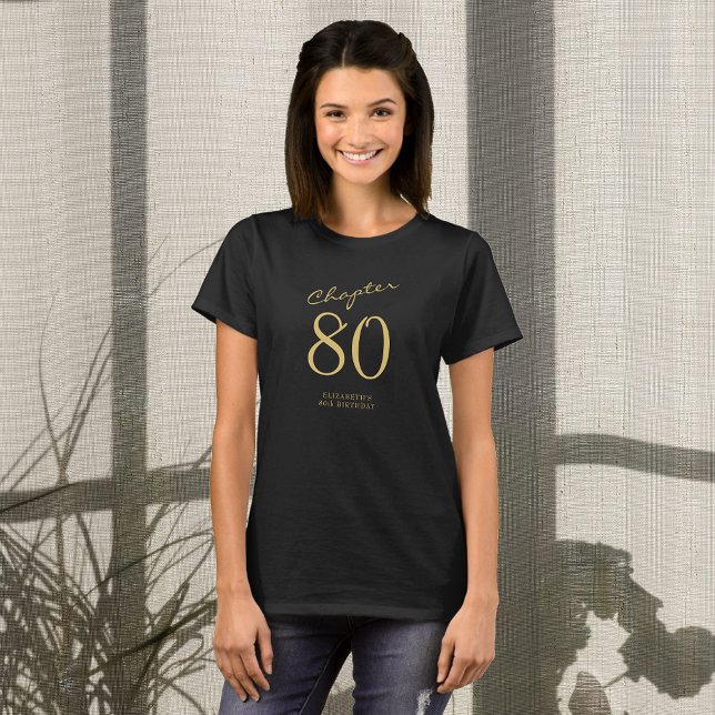 guld-skript med 80 Födelsedagsfester svart T Shirt (Skapare uppladdad)