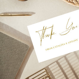 Guld-skript - modernt, minimalistiskt tackkort tack kort