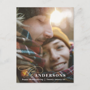 Guld-skript, röd platta thanksgiving 1 fotohelgda helg vykort