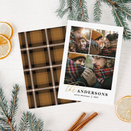 Guld-skript, senapsstöd, baksida, multifotokort julkort