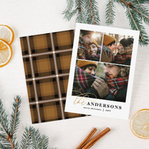Guld-skript, senapsstöd, baksida, multifotokort julkort