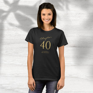 guld-skript, svart, 40:e födelsedag, Party T Shirt