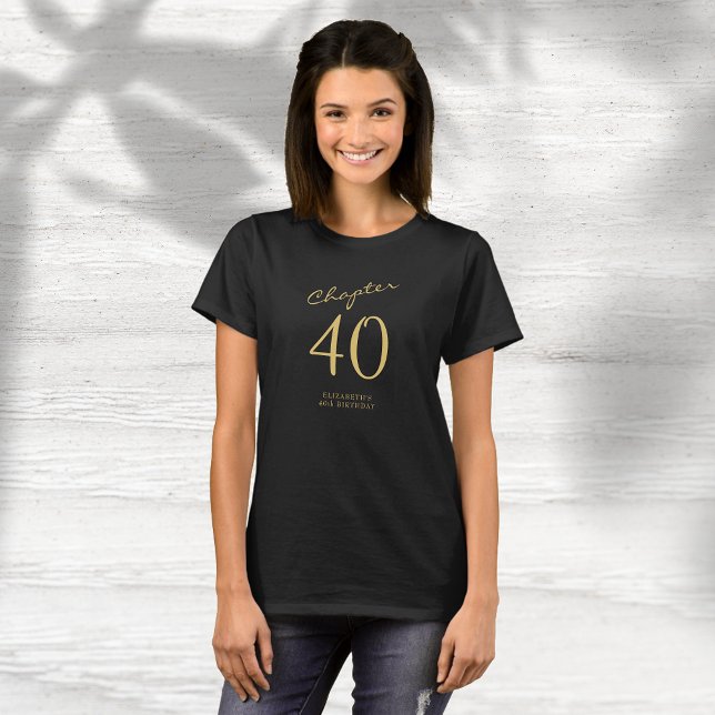 guld-skript, svart, 40:e födelsedag, Party T Shirt (Skapare uppladdad)