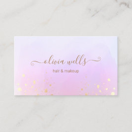 Guld Skriptskript Rosa Abstrakt Vattenfärg Buss Visitkort