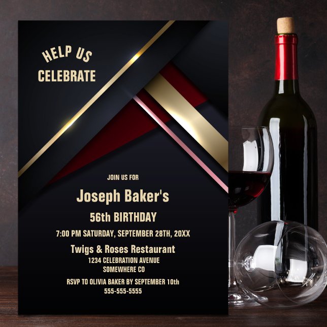 Guld Skriv vilken Födelsedagsfest som helst för ål Inbjudningar (Skapare uppladdad)