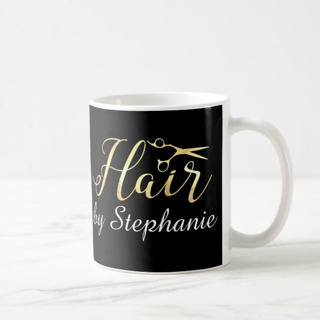 Guld- skriva salongen för saxHairstylisthår Kaffemugg (Höger)