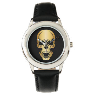 Guld Skull Barn Wrist Watch Armbandsur