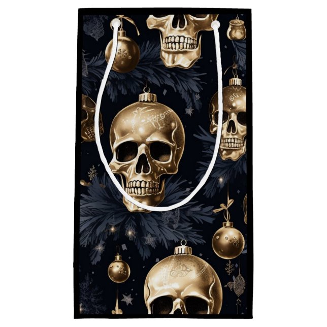 Guld Skull Gift Bag (svart) (Framsidan)