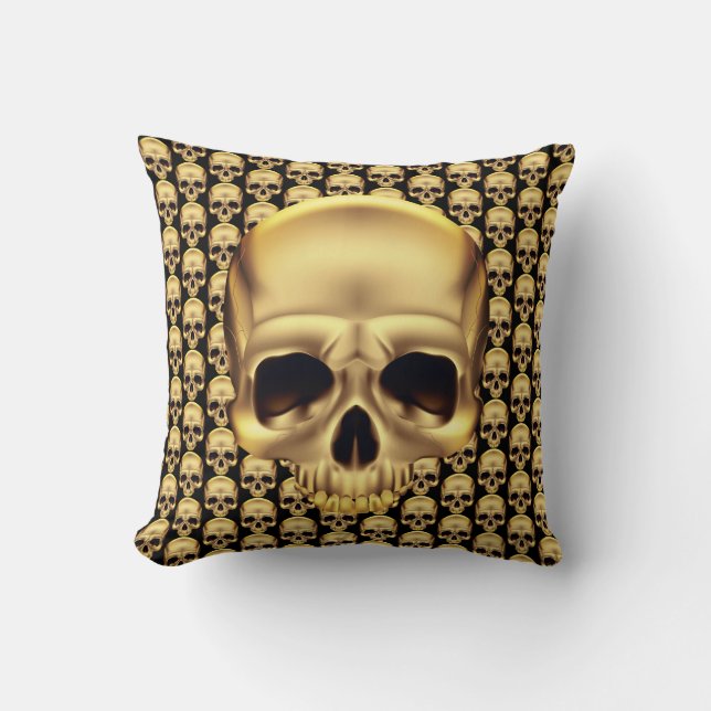 Guld Skull Kudde (Framsida)