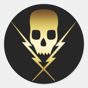 GULD SKULL OCH BLICKBAND RUNT KLISTERMÄRKE