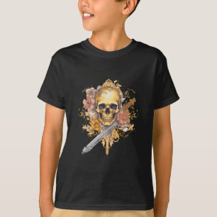 Guld Skull på svart skjorta T Shirt