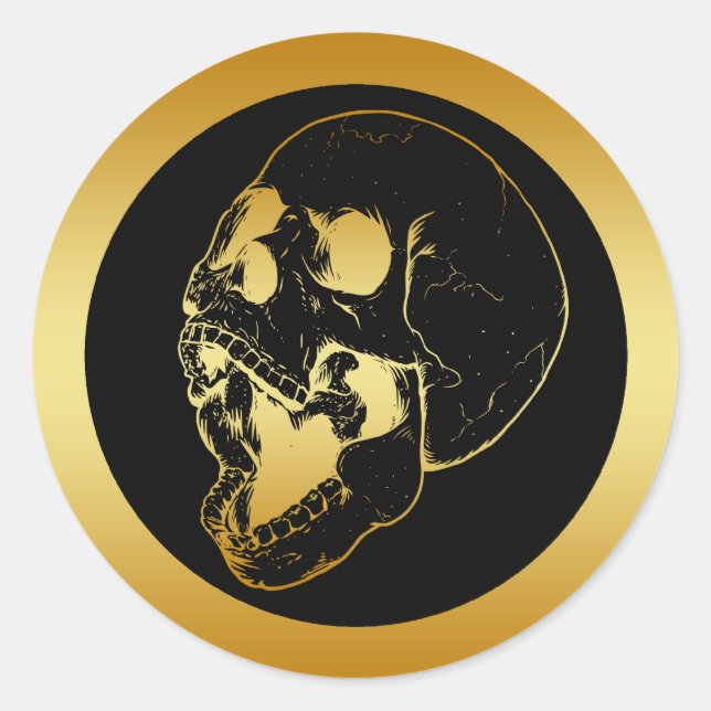 GULD SKULL RUNT KLISTERMÄRKE (Framsida)