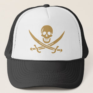 Guld Skull & Swords Pirat flagga i Calico Jack Keps