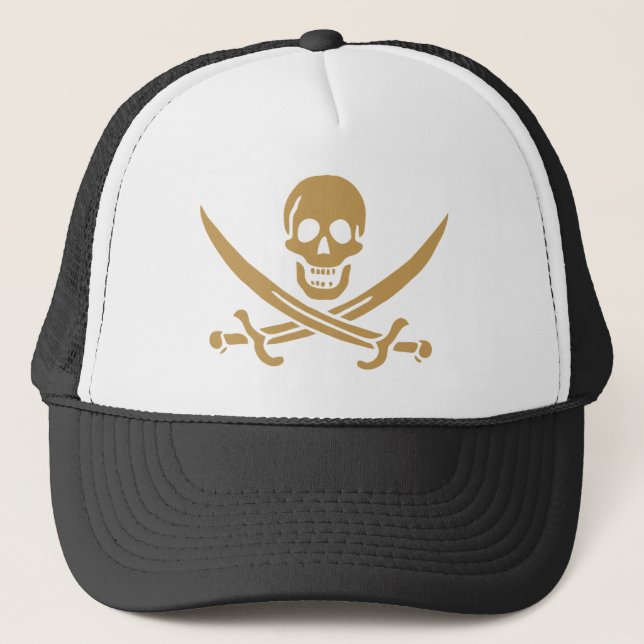 Guld Skull & Swords Pirat flagga i Calico Jack Keps (Framsida)