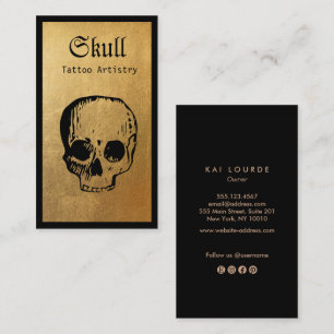Guld Skull Tattoartist Visitkort