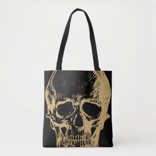 Guld Skull Tote Svart Tygkasse