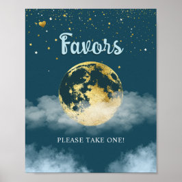 Guld-skylt över Måne-favoritskylten för babyskor Poster