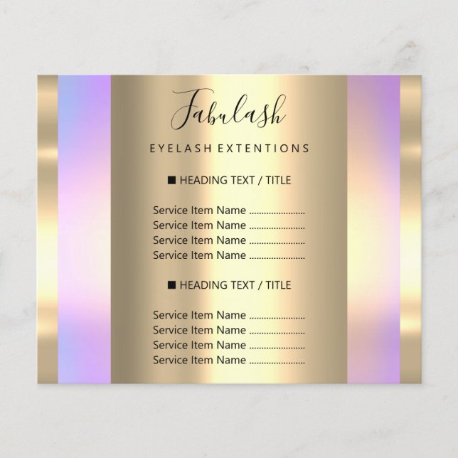 Guld Smink Skönhetssalong Rosa Hår Naglar Lila Flygblad (Framsidan)