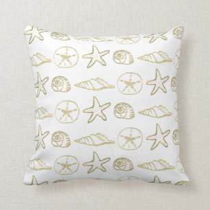 Guld Snäckor Chic Beach Elegant White Kudde