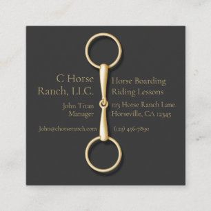 Guld Snaffle Bit on Black Equestrian Industry Fyrkantigt Visitkort