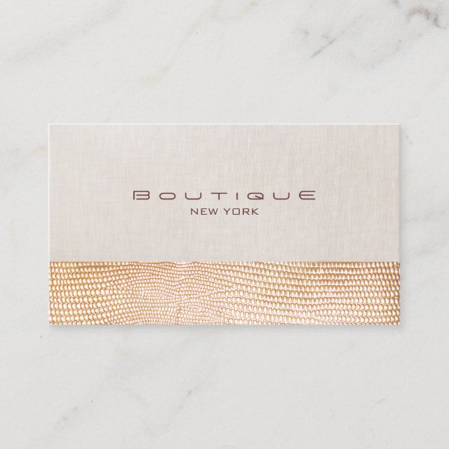 Guld Snake Skin och Linen Mode Boutique Visitkort (Framsida)