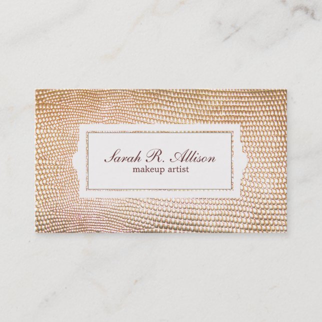 Guld Snakeskin Makeup Artist Beauty Visitkort (Framsida)