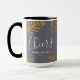 Guld Snö flingor Cheers till nyårens Lila Mugg