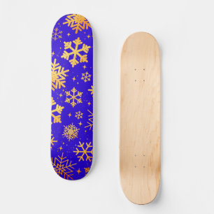 Guld Snöflinga Elegans – Holiday Vinter Mini Skateboard Bräda 18,5 Cm