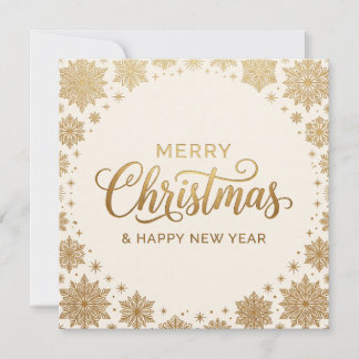 Guld Snöflinga God Jul Nytt År Kort